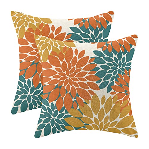 CXMEIFLY Orange Yellow Teal Cushion Covers 45.7 x 45.7 cm... - Maison & Cuisine Amazon Royaume-Uni à 1.79€