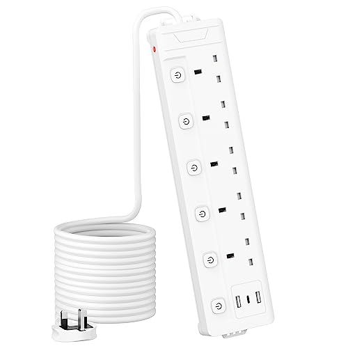 5M 5 Gang Extension Lead with 3 USB Slots Multi Plug... - High-Tech & Électronique en promo à 21.24€