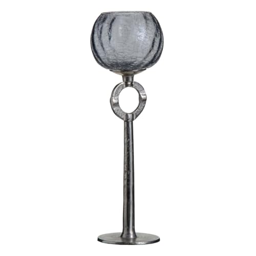 Teelichthalter aus Glas, Grau, Metall, 13 x 13 x 38 cm... - Deal du jour à 14.79€