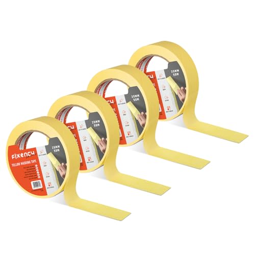 Fixency 4 x Painter's Masking Tape (25 mm x 50 m), Yellow... - Home & Kitchen Amazon UK à 3.74€