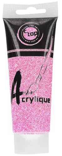 MÉGACRÉA Peinture Acrylique pailletée Rose 75 ML - Loisirs Créatifs Amazon France à 2.24€