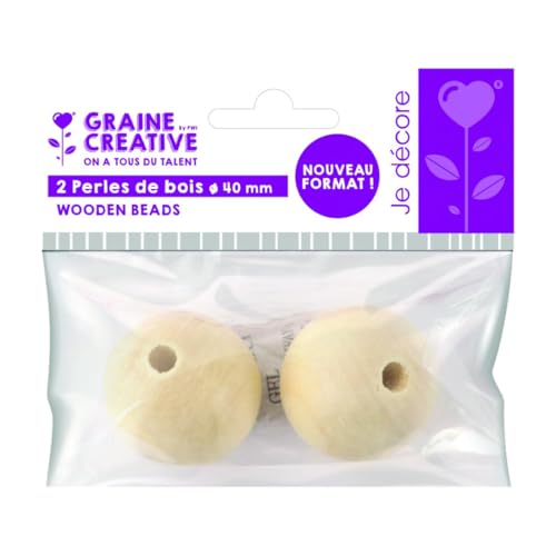 Graine Créative Bolsa de 2 perlas de madera Ø 40 mm - Loisirs Créatifs Amazon Espagne à 1.99€
