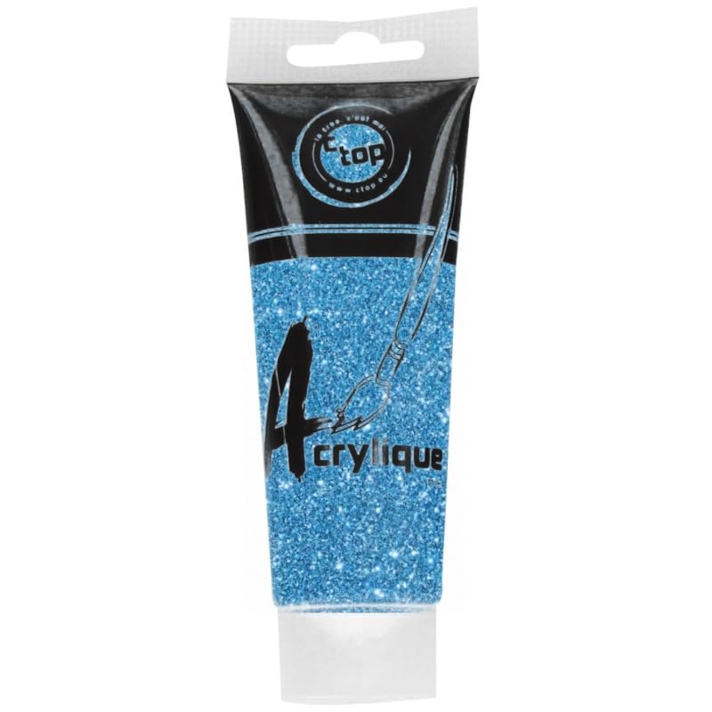 MÉGACRÉA Peinture acrylique pailletée bleu 75 ml - Loisirs Créatifs Amazon France à 2.24€
