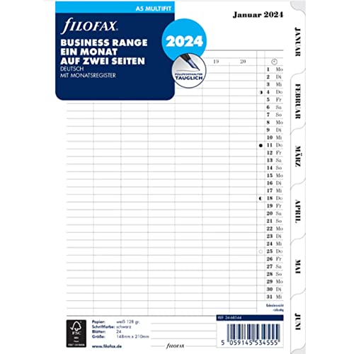 FILOFAX 24-68544 Calendar Insert 2024 A5 1 Month / 2 Pages... - Home & Kitchen Amazon UK à 7.65€
