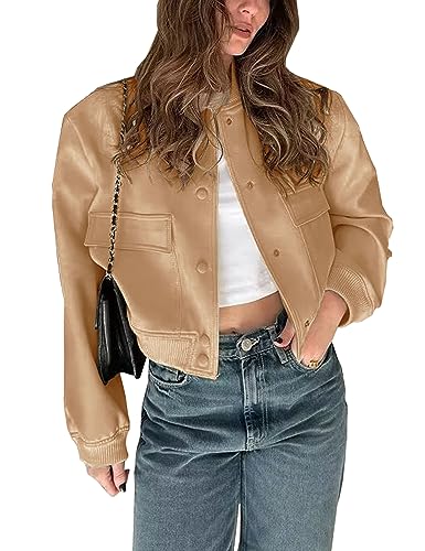 Megfie - Chaqueta bomber corta con botones para mujer... - Amazon Espagne à 15.67€