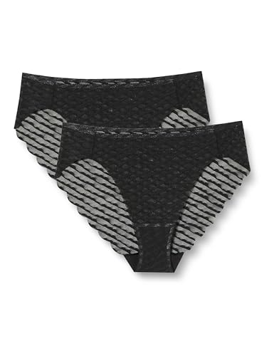 Sloggi Donna Zero Lacy H High Leg 2P, Nero, L - Bon plan à 7.31€