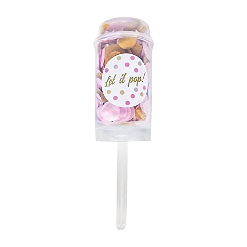 amscan Party Popper Push Pop Papel Blanco-Rosa-Beige - Bon plan à 1.49€