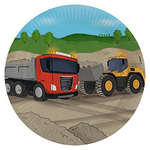 amscan 8 Plates Construction Party Round Paper 23 cm en promo sur Amazon