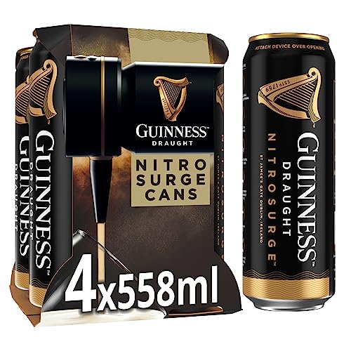 Guinness Draught Nitrosurge Stout Beer | 4.1% vol | 4x558ml... - Sports & Fitness Amazon Royaume-Uni à 5.25€