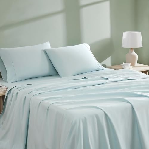 Linen Closet Organic Cotton Aqua Twin Sheet Set 3 Piece Set - Home & Kitchen Amazon UK à 8.42€