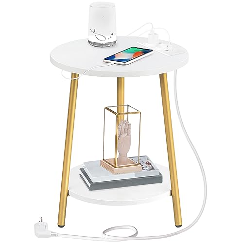 HOOBRO Beistelltisch mit Ladestation, runder Couchtisch mit... - Maison & Cuisine Amazon Allemagne à 27.83€