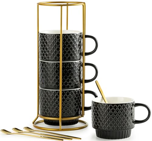 LYEOBOH Lot de 4 tasses à café empilables avec support et... - High-Tech & Électronique Amazon France à 44.95€