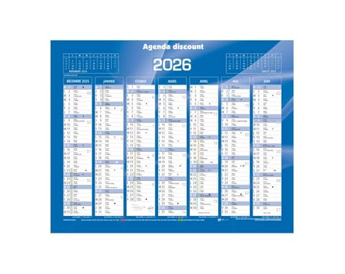 Calendrier mural de Banque Bleu 27x21cm carton rigide - 2026 - Auto & Moto en promo à 1.15€