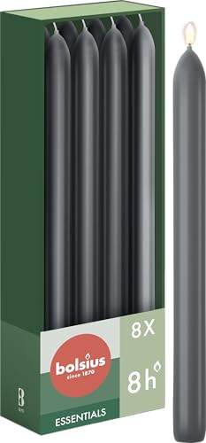 Bolsius - 8 bougies coniques - Anthracite - 23 cm - Longue... - Beauté & Parfums Amazon France à 5.49€