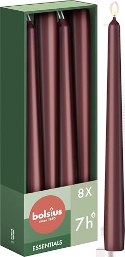 Bolsius Tapered Candles - Dark Red - 8-Pack - 24.5 cm... - Beauté & Parfums en promo à 6.59€