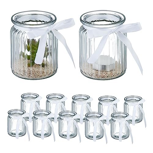 Relaxdays Candle Holders, Set of 12, Glass, Jar with Bow... - Maison & Cuisine Amazon Royaume-Uni à 24.89€