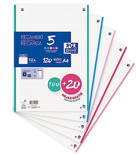 Oxford, Feuilles rayées A4 perforées de rechange 1 ligne... en promo à 11,10€ (-38%) sur Amazon FR