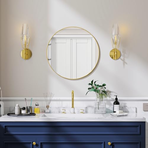 Koonmi 50 cm Gold Round Mirror, Circle Wall Mirror with... - Maison & Cuisine Amazon Royaume-Uni à 27.08€