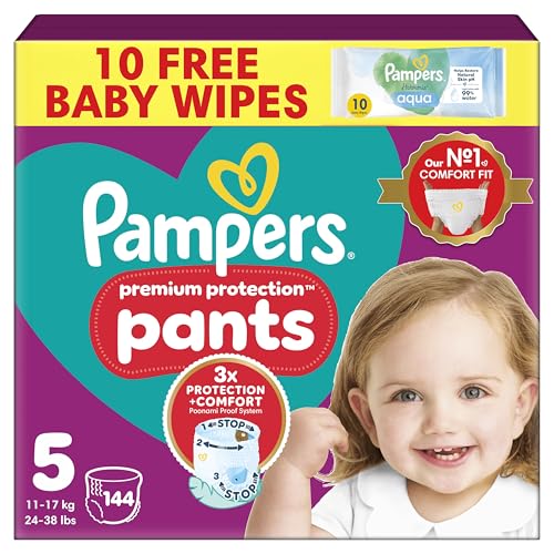 Pampers Premium Protection Nappy Pants Size 5, 144 Nappies... - Bébé & Puériculture Amazon Royaume-Uni à 29.33€