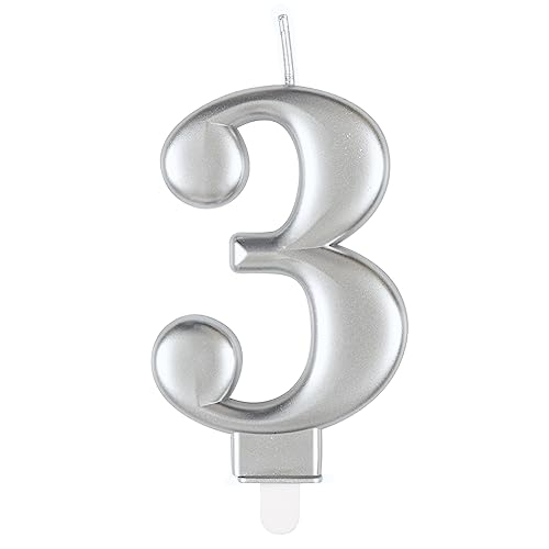Unique 19593 - Number 3 Birthday Candle - 8 cm - Metallic... - Loisirs Créatifs Amazon Royaume-Uni à 1.59€