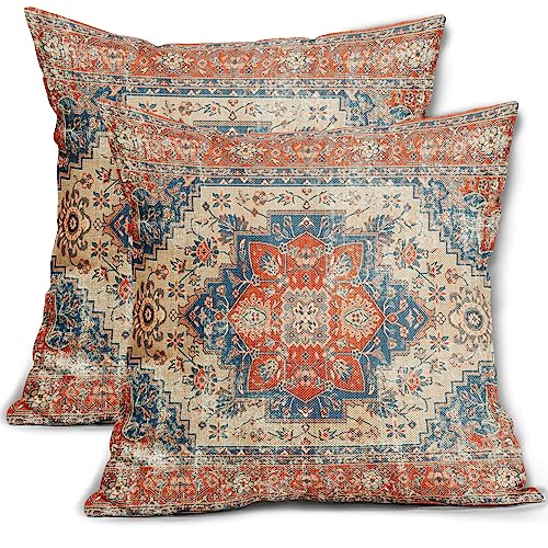 Blue Orange Pillow Covers 20x20 Set of 2 Boho Ethnic Carpet... - Maison & Cuisine Amazon Royaume-Uni à 1.00€