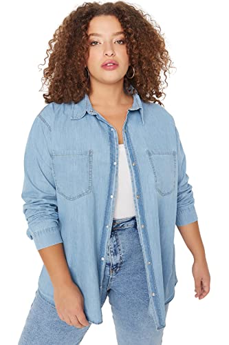 Trendyol TBBAW23AX00018 Camicia Taglie Forti, Blu, 52 da... - Amazon Italie à 11.32€
