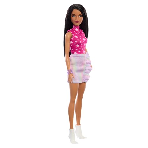 Barbie Poupée Fashionistas avec Cheveux Noirs Lisses, Haut... - Jouets & Jeux Amazon France à 11.75€
