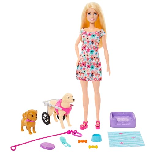 Barbie Coffret Poupée avec 2 Figurines Chien, Chariot... - Jouets & Jeux Amazon France à 13.99€