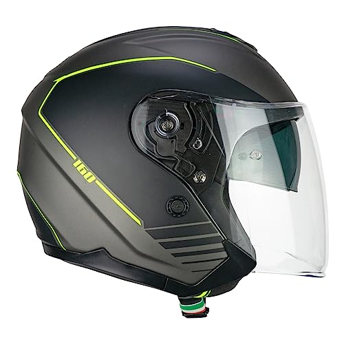CGM Casco de Cara Abierta, 160G Jad Ride Grafito, Amarillo... - Auto & Moto Amazon Espagne à 58.18€