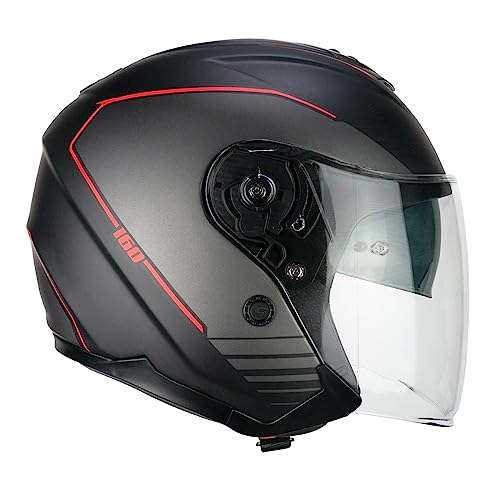 CGM Casco Open Face, 160G JAD Ride Negro Rojo Mate, XL... - Amazon Espagne à 57.76€