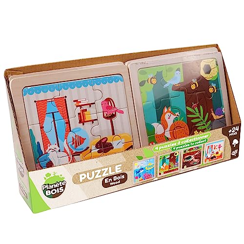 PLANÈTE BOIS Pacchetto di 16 Puzzle Animali per Bambini... - Jouets & Jeux en promo à 14.53€