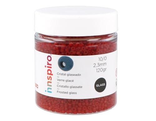 Rocaille de verre ronde glacé rouge 2,3mm.120gr. Pot - Maison & Cuisine Amazon France à 2.81€