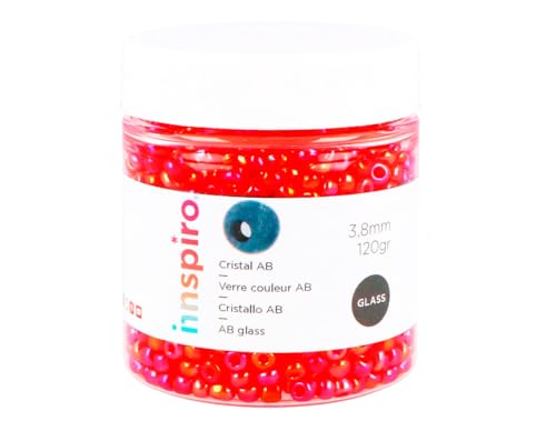 Rocaille de verre rond aurore boréale rouge 3,8mm.120gr. Pot - Maison & Cuisine Amazon France à 2.98€
