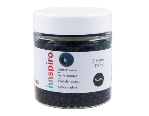 Rocaille de verre rond opaque noir 3,8mm.120gr. Pot - Bon plan à 2.86€