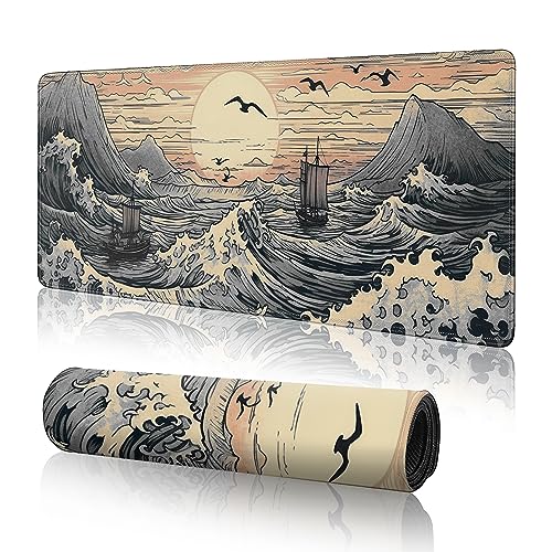 Japanese Waves Gaming Mouse Pad Large Desk Mat,Anime Mouse... - Fournitures Bureau Amazon Royaume-Uni à 3.43€