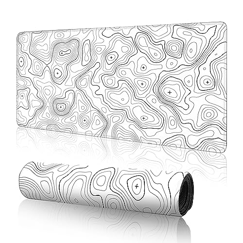 Topographic Large Gaming Mouse Pad,White Mouse Pad Gaming... - High-Tech & Électronique en promo à 0.50€