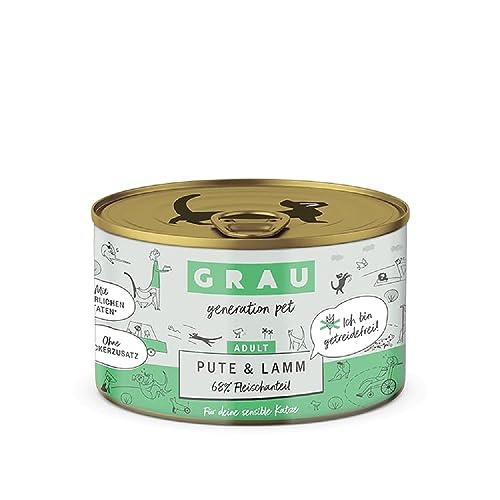 GRAU - the original - Wet food for cats - Turkey & lamb (1... - Animalerie Amazon Royaume-Uni à 1.70€