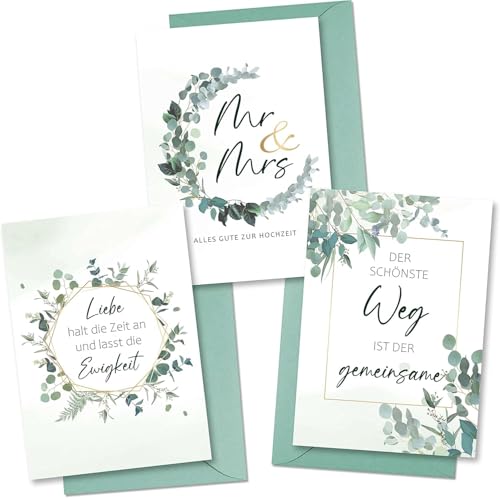 BIROYAL Hochzeitskarte 3er Set | Glückwunschkarten mit... - Fournitures Bureau en promo à 3.99€