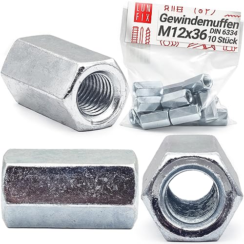 Dados de unión M 12 x 36 mm DIN 6334, dado de conexión... - Bricolage & Outils Amazon Espagne à 2.49€