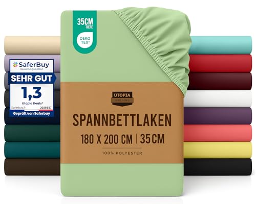 Utopia Bedding - Spannbettlaken 180x200cm - Summer Green... - Maison & Cuisine Amazon Allemagne à 10.86€