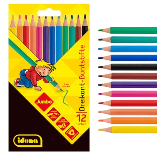 Idena 20138 – Lot de 12 crayons de couleur Jumbo avec mine... - Sports & Fitness Amazon France à 6.66€