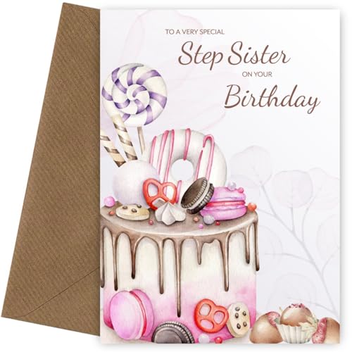 Step Sister Birthday Card Female - Cake Bday Cards for 8th... - Auto & Moto Amazon Royaume-Uni à 1.95€