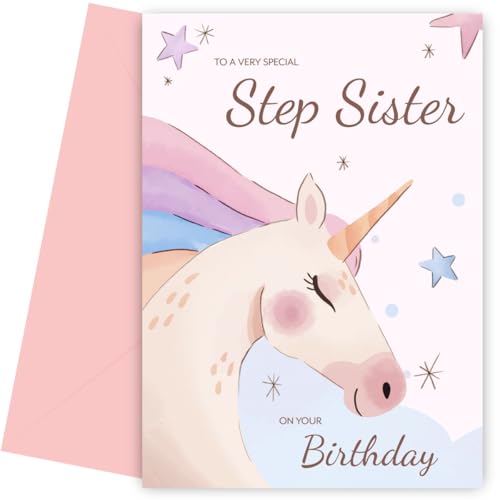 Unicorn Birthday Card for Step Sister Birthday Cards 4th... - Auto & Moto Amazon Royaume-Uni à 1.95€