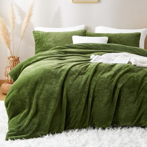 Lanqinglv Plush Bed Linen 135 x 200 cm Green White Faux Fur... - Maison & Cuisine Amazon Royaume-Uni à 17.64€