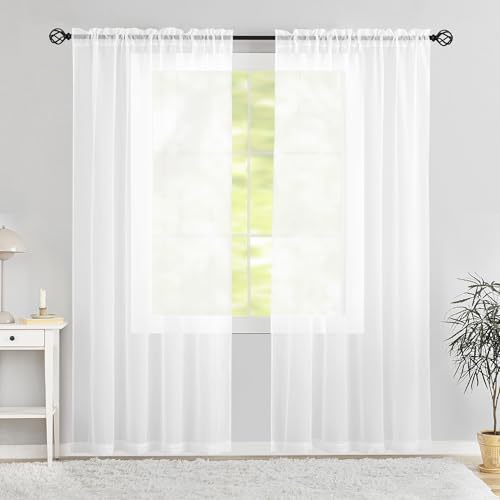 Karseteli Cortinas semitraslúcidas de gasa blanca de 243.8... - Maison & Cuisine Amazon Espagne à 25.00€