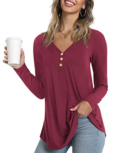 Ninee Camiseta de manga larga para mujer, cuello en V... - Amazon Espagne à 10.64€