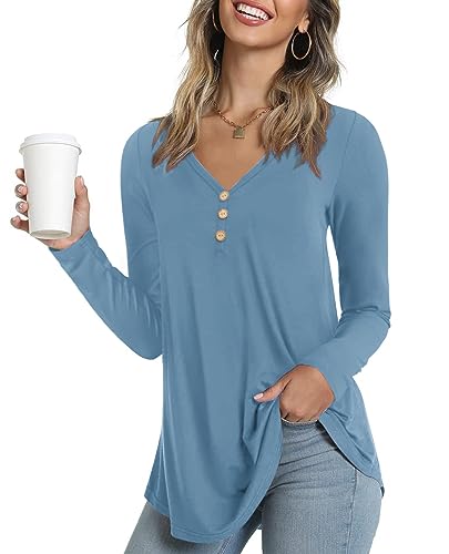 Ninee Camiseta de manga larga para mujer, cuello en V... - Amazon Espagne à 11.13€