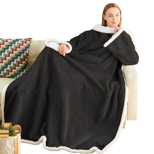 Ramees Sherpa tragbare Decke mit Ärmeln und Taschen... - Maison & Cuisine Amazon Allemagne à 8.84€