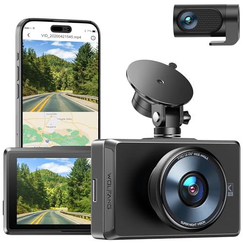 4K Dash Cam Front and Rear, WOLFANG Dashcam GPS WiFi, 3”... - Auto & Moto Amazon Royaume-Uni à 49.99€