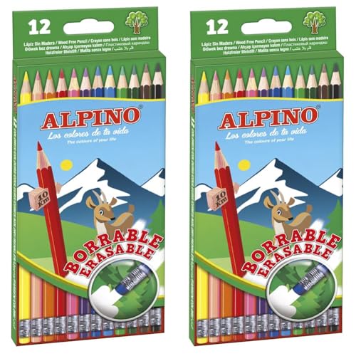 Lapices de colores alpino borrable con goma caja de 12... - Fournitures Bureau Amazon Espagne à 4.58€